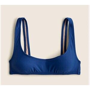 J. Crew Heritage Scoopneck Bikini Top Blue Hook Fasten Lined BX611 Size M NWT